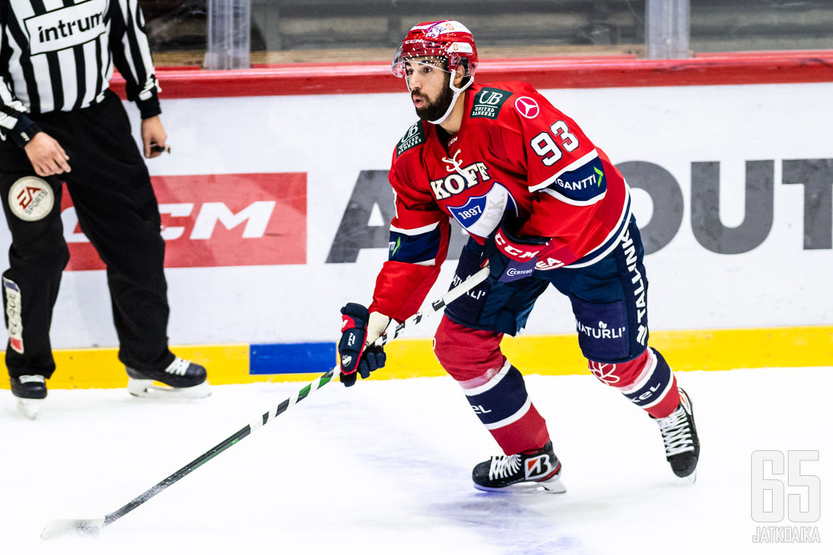 Jordan Schmaltz oli tehokas HIFK:n vierasvoitossa.