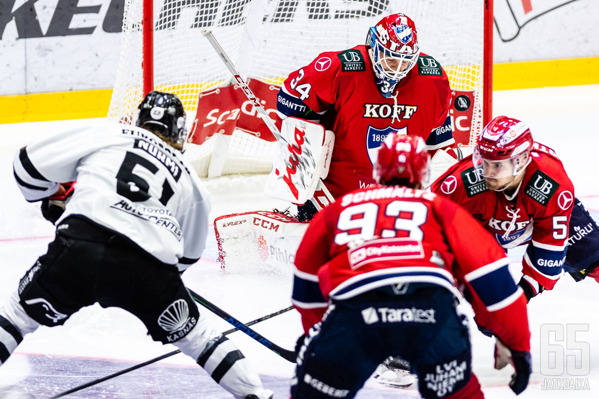 Michael Garteig oli jälleen työn touhussa HIFK:n maalin suulla.