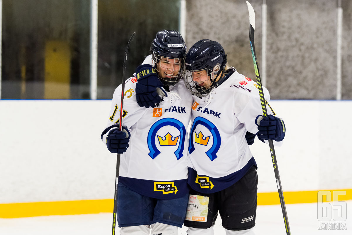 Kiekko-Espoo jätti Ilveksen jälkeensä. Nea Katajamäki (vasemmalla) saavutti yhden kauden piste-ennätyksensä. Arkistokuva.