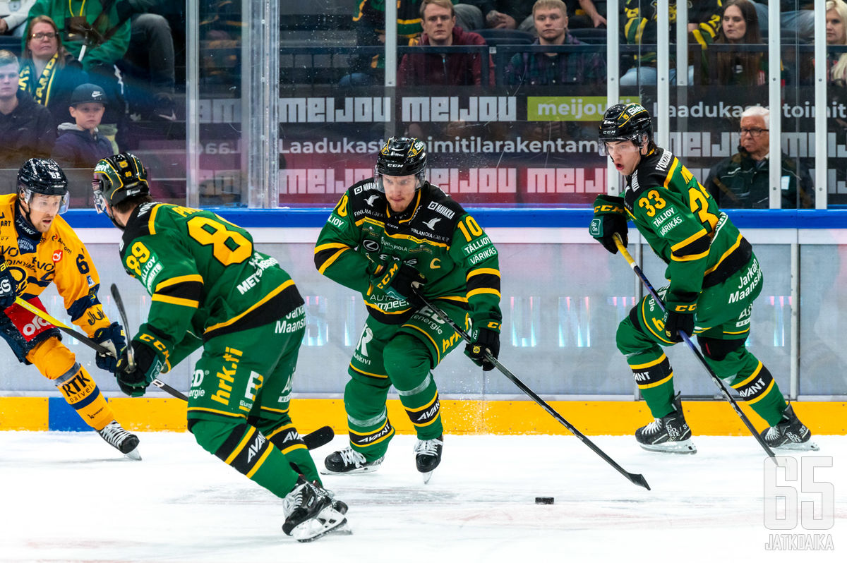 Jani Nyman muodosti voitollisessa Tappara-pelissä kovan kolmikon Eemeli Suomen ja Oula Palven kanssa.