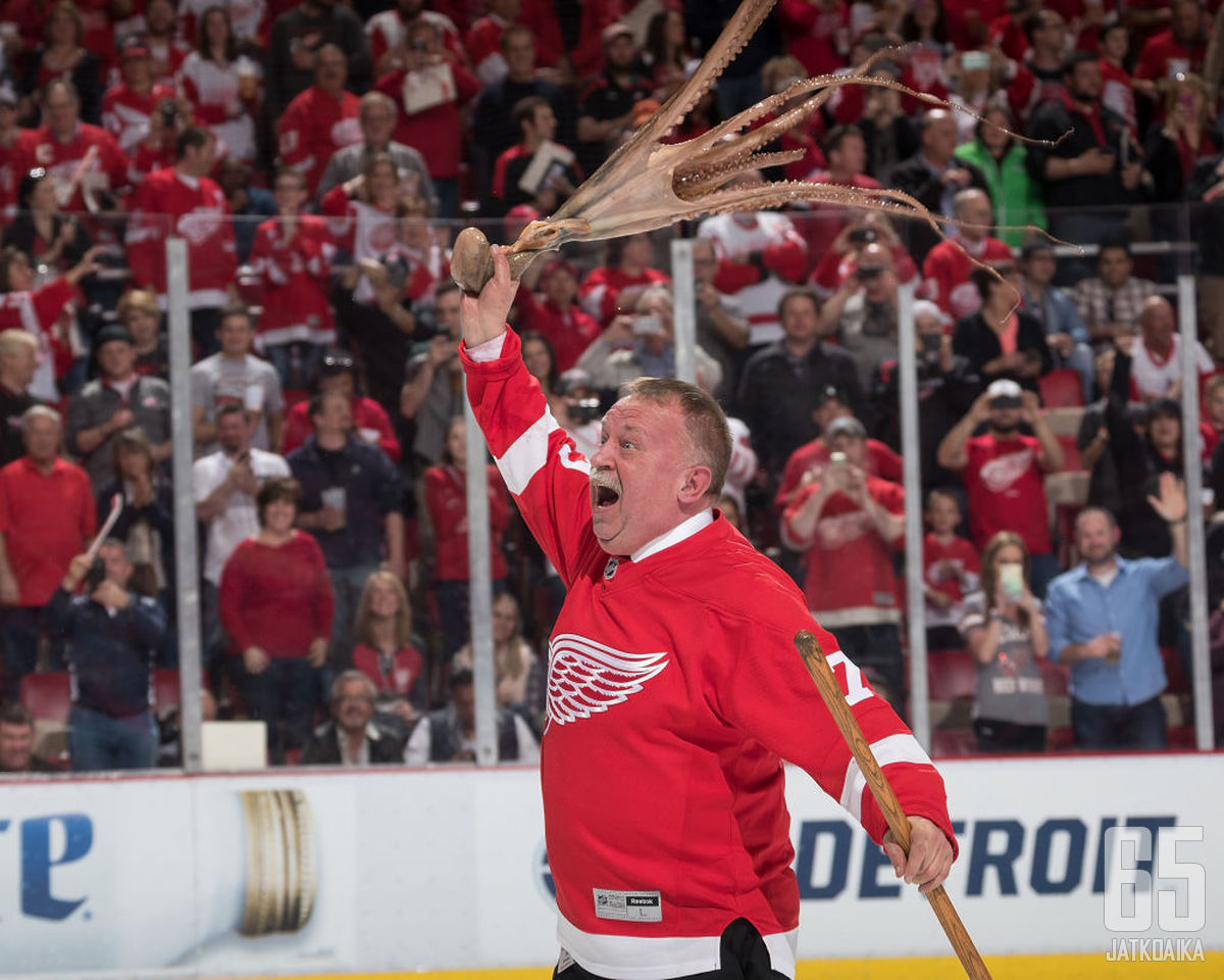 Red Wings -fanit nauttivat viimeisestä ottelusta kotihallissaan. 