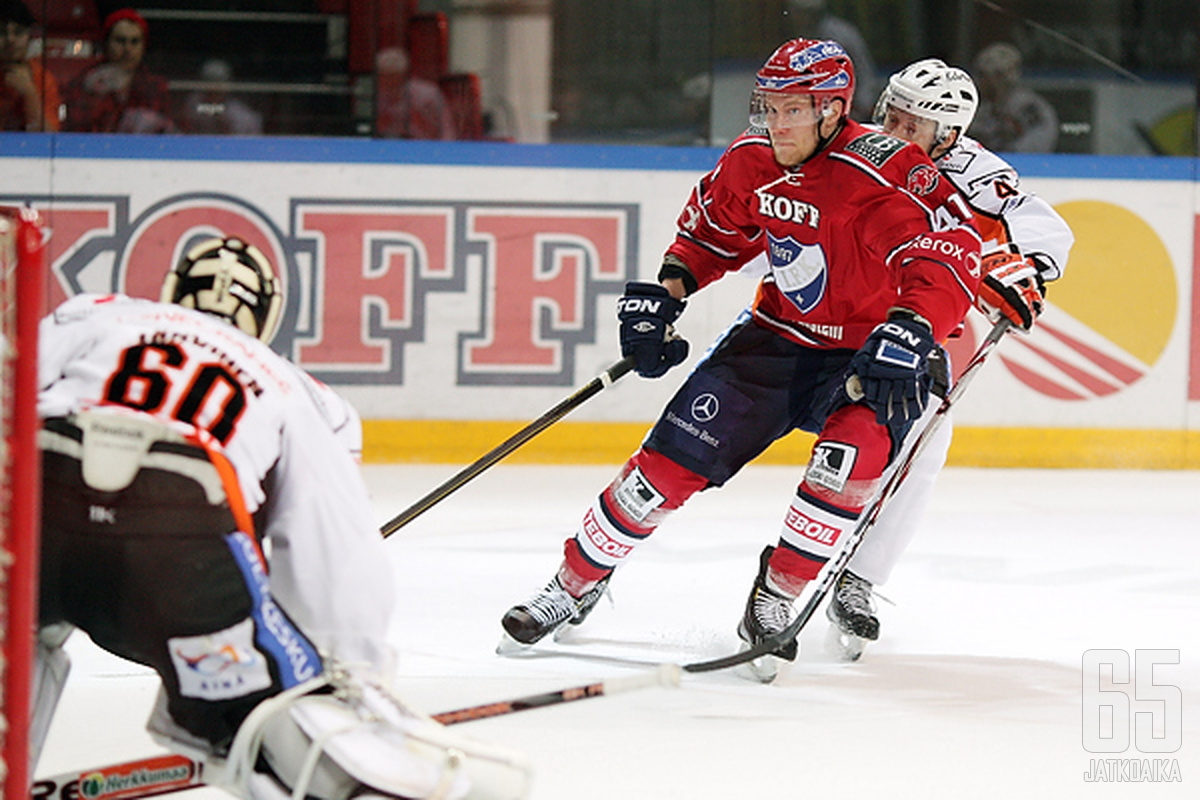 HPK:n maalivahti Mika Järvinen pelasi hienosti HIFK:ta vastaan ja oli Kerhon paras pelaaja.